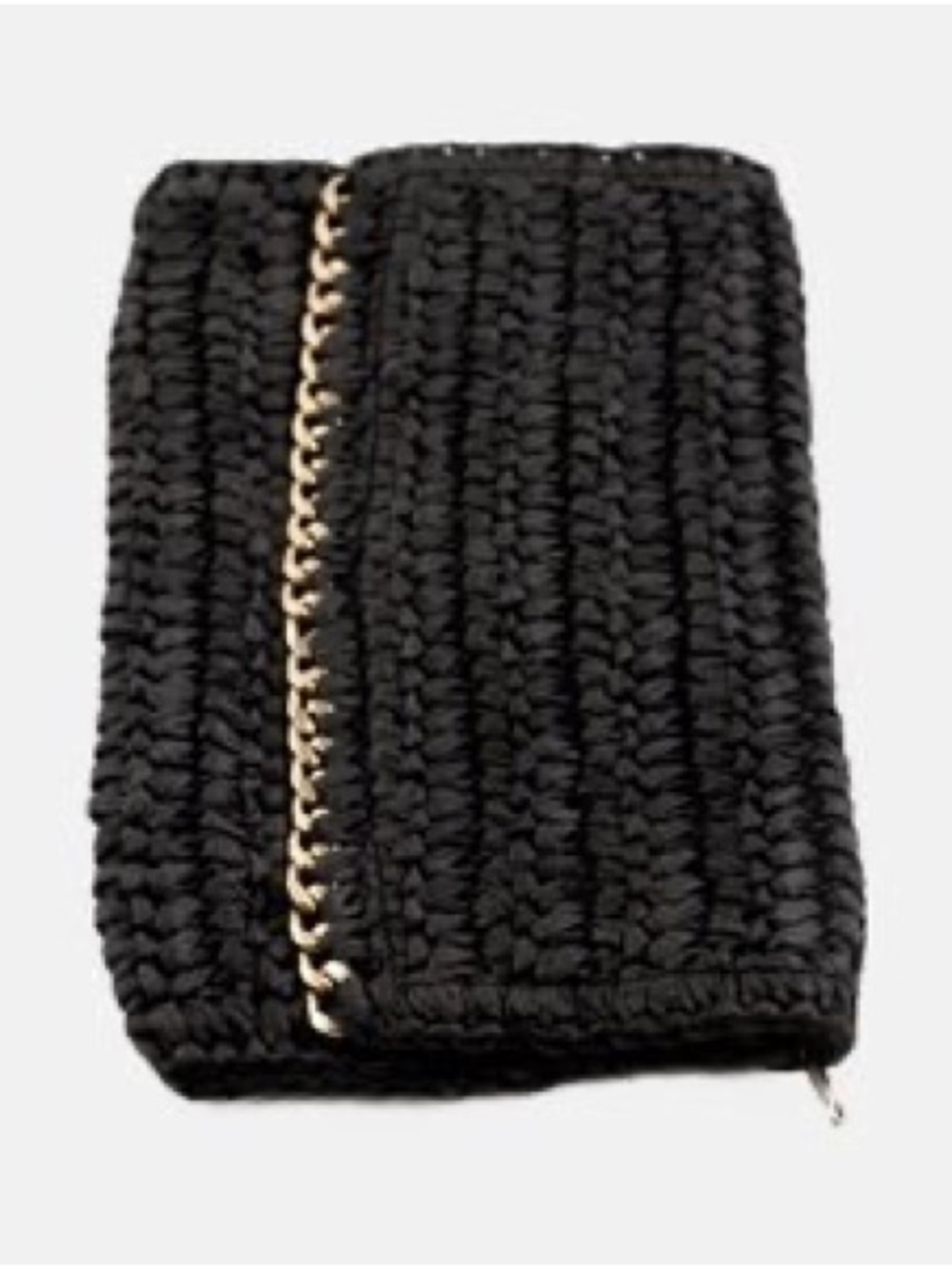 NWT H&M Black Crochet Clutch with Gold Chain Accent